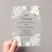 Invitations En Acrylique Fleurs blanches 10e anniversaire de mariage (In situ (ordinateur de poche))