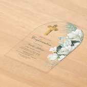 Invitations En Acrylique Fleurs Blanches Arche de Verdure Confirmation (Poser)