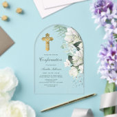 Invitations En Acrylique Fleurs Blanches Arche de Verdure Confirmation (Insitu (Mariage))