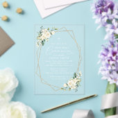 Invitations En Acrylique Fleurs blanches crème, Boho, Première Sainte Commu (Insitu (Mariage))