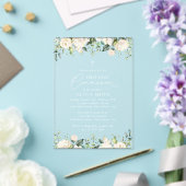 Invitations En Acrylique Fleurs blanches crème, Boho, Première Sainte Commu (Insitu (Mariage))