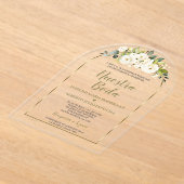 Invitations En Acrylique Fleurs blanches de luxe Or Espagnol Nuestra Boda (Poser)