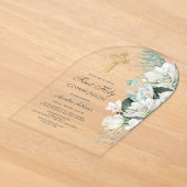 Invitations En Acrylique Fleurs Blanches de Verdure Arche Première Communio (Poser)