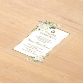 Invitations En Acrylique Fleurs blanches délicates Gold Girl Holy Communion (Poser)