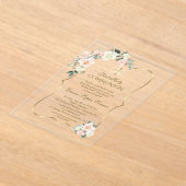 Invitations En Acrylique Fleurs blanches délicates teintées de rose pour pr (Poser)