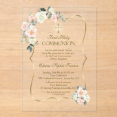 Invitations En Acrylique Fleurs blanches délicates teintées de rose pour pr (Recto)