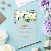 Invitations En Acrylique Fleurs blanches et crème 60e anniversaire de Maria (Insitu (Mariage))