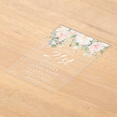 Invitations En Acrylique Fleurs blanches et ivoire 21e fête d'anniversaire (Poser)
