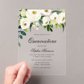 Invitations En Acrylique Fleurs blanches étonnantes Quinceanera 15e anniver (In situ (ordinateur de poche))