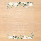 Invitations En Acrylique Fleurs blanches, Fleurs de crème, Boho, Sweet 16 (Recto)
