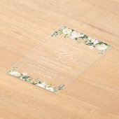 Invitations En Acrylique Fleurs blanches, Fleurs de crème, Verdure, Mariage (Poser)