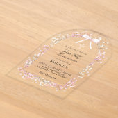 Invitations En Acrylique fleurs blanches roses Première Communion (Poser)