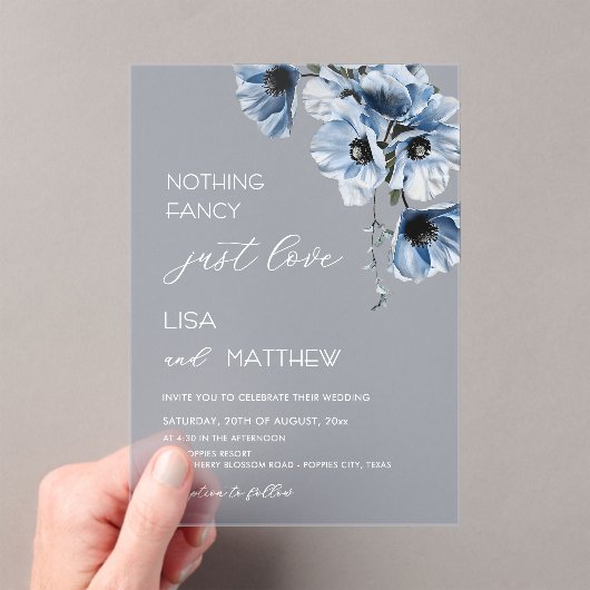 Invitations En Acrylique Fleurs Bleues Blanches (In situ (ordinateur de poche))
