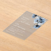 Invitations En Acrylique Fleurs Bleues Blanches (Poser)
