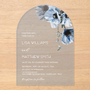 Invitations En Acrylique Fleurs Bleues Blanches