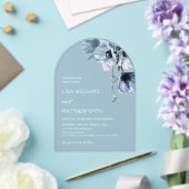 Invitations En Acrylique Fleurs Bleues Blanches (Insitu (Mariage))