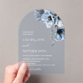 Invitations En Acrylique Fleurs Bleues Blanches (In situ (ordinateur de poche))
