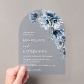 Invitations En Acrylique Fleurs Bleues Blanches (In situ (ordinateur de poche))
