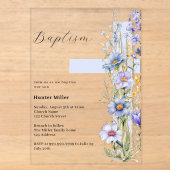 Invitations En Acrylique Fleurs bleues croix garçon clair Baptême (Recto)