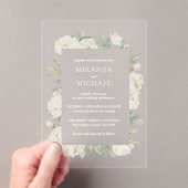 Invitations En Acrylique Fleurs bleues douces et roses Printemps Botanique (In situ (ordinateur de poche))