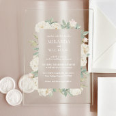 Invitations En Acrylique Fleurs bleues douces et roses Printemps Botanique