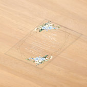 Invitations En Acrylique Fleurs bleues, Fleurs blanches, Verdure, Anniversa (Poser)