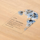 Invitations En Acrylique Fleurs Bleues Mariage Blanc Clair Décontracté (Poser)