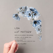 Invitations En Acrylique Fleurs Bleues Mariage Blanc Clair Décontracté (In situ (ordinateur de poche))