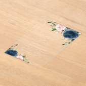 Invitations En Acrylique Fleurs Bleues Marine, Fleurs Roses, Boho, Sweet 16 (Poser)
