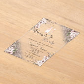 Invitations En Acrylique Fleurs Boho Rose Gold Glitter  Brunch & Bubbly  (Poser)