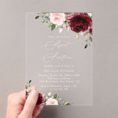 Invitations En Acrylique Fleurs Bourgogne, Fleurs roses, Boho, Sweet 16 (In situ (ordinateur de poche))