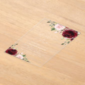 Invitations En Acrylique Fleurs Bourgogne, Fleurs roses, Boho, Sweet 16 (Poser)