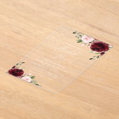 Invitations En Acrylique Fleurs Bourgogne, Fleurs Roses, Fête des mariées (Poser)