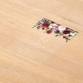 Invitations En Acrylique Fleurs Bourgognes, Fleurs Roses, Boho, Baby shower (Poser)
