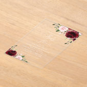 Invitations En Acrylique Fleurs Bourgognes, Fleurs Roses, Boho, Baby shower (Poser)