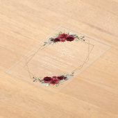 Invitations En Acrylique Fleurs Bourgognes, Fleurs rouges, Mariage Floral (Poser)