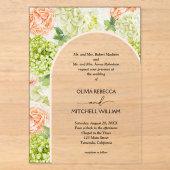 Invitations En Acrylique Fleurs Chic Arche Rose Mariage (Recto)