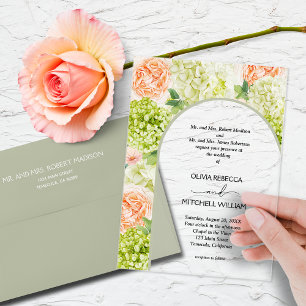 Invitations En Acrylique Fleurs Chic Mariage Arche Vert Sauge