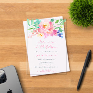 Invitations En Acrylique Fleurs Colorées Amour En Pleine Fleur Mariage