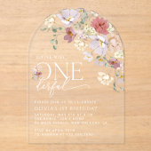 Invitations En Acrylique Fleurs colorées, Fleurs sauvages, premier annivers (Recto)