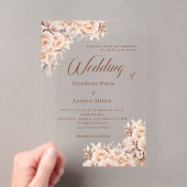 Invitations En Acrylique Fleurs crème beige mariage clair (In situ (ordinateur de poche))