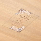 Invitations En Acrylique Fleurs crème beige mariage clair (Poser)