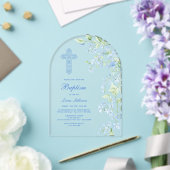 Invitations En Acrylique Fleurs d'aquarelle bleue Arche Baptême (Insitu (Mariage))