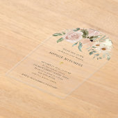 Invitations En Acrylique Fleurs d'aquarelle neutres Boho simples | Baptême (Poser)