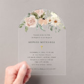 Invitations En Acrylique Fleurs d'aquarelle neutres Boho simples | Baptême (In situ (ordinateur de poche))