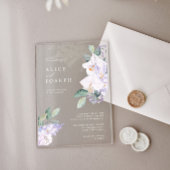 Invitations En Acrylique Fleurs d'aquarelle pourpre et Mariage de verdure