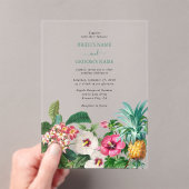 Invitations En Acrylique Fleurs d'aquarelle tropicale et Mariage de verdure (In situ (ordinateur de poche))