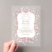 Invitations En Acrylique fleurs de bébé souffle blanches roses Première Com (In situ (ordinateur de poche))