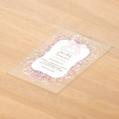 Invitations En Acrylique fleurs de bébé souffle blanches roses Première Com (Poser)