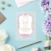 Invitations En Acrylique fleurs de bébé souffle blanches roses Première Com (Insitu (Mariage))